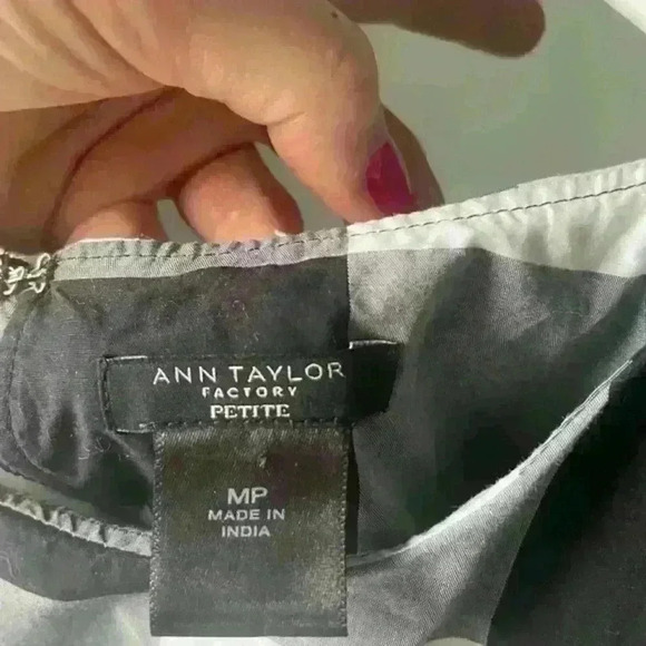 Ann Taylor Cotton Black White  Gingham Midi Dress Plaid Sleeveless size MPetite - Picture 13 of 13